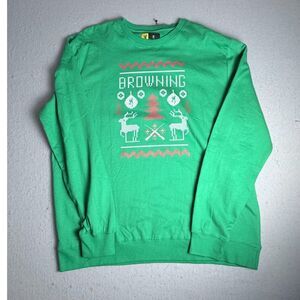 NWT Browning Green Long Sleeve Mens 3XL Shirt Christmas Hunting Deer Holiday